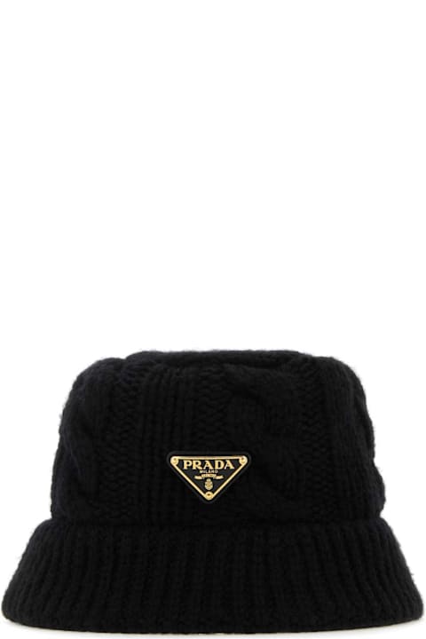 Hair Accessories for Women Prada Black Wool Bucket Hat