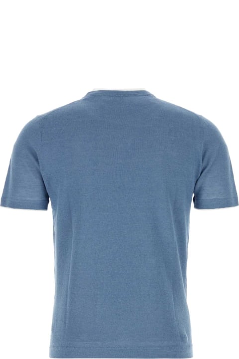 Fedeli Topwear for Men Fedeli Air Force Blue Linen Blend Fox T-shirt