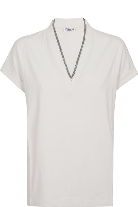 Brunello Cucinelli Clothing for Women Brunello Cucinelli Embellished V-neck T-shirt