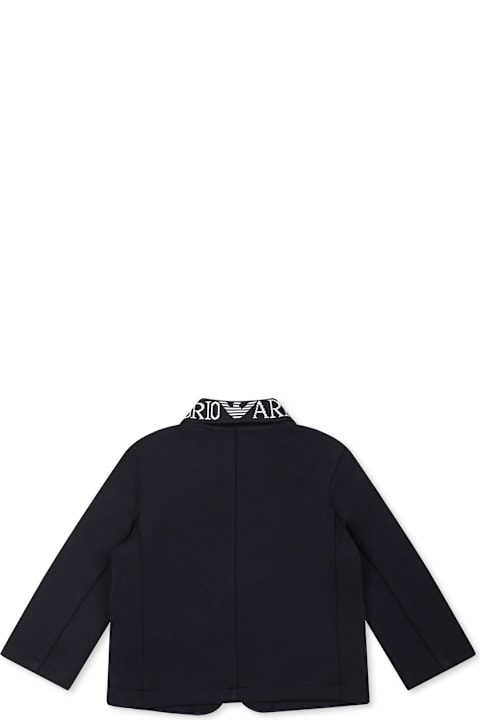 أدوات منزلية Emporio Armani Blue Jacket For Baby Boy With Logo