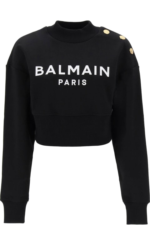 Fleeces & Tracksuits for Women Balmain Logo Cropped Sweatshirt