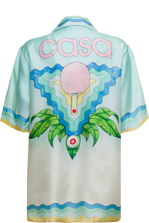 Casablanca Woman 's Wavy Printed Multicolor Silk Shirt