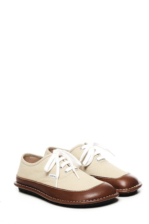 Loewe Shoes for Men Loewe Bay Canvas And Calfskin Lace-up Shoes