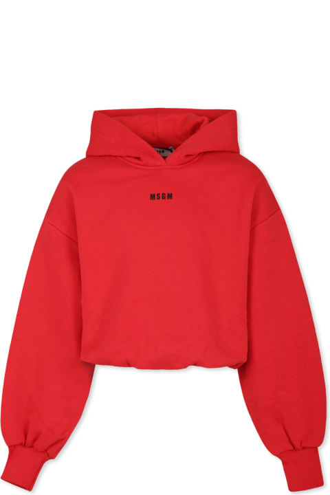 Homeware MSGM Red Crop Sweatshirt For Girl With Logo