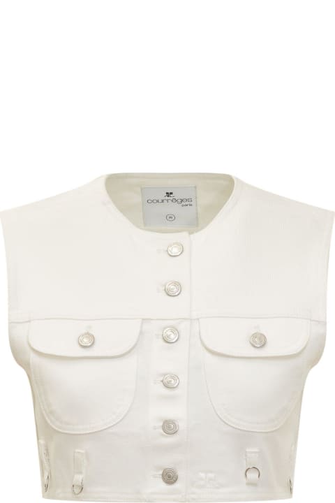 Courrèges Coats & Jackets for Women Courrèges Multiflex Denim Cropped Vest