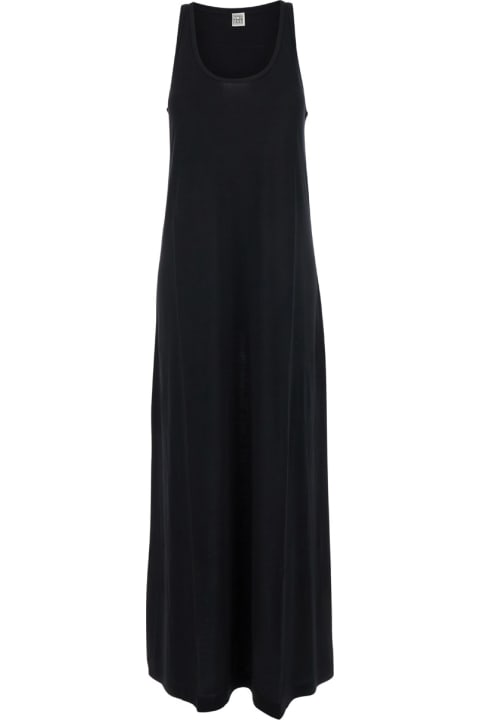 Totême لـ Women Totême Long Black Dress With Scoop Neck In Jersey Woman