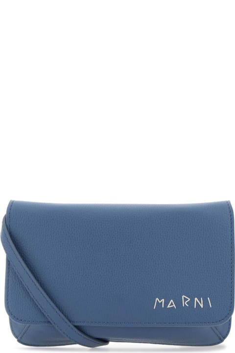 Shoulder Bags for Men Marni Air Force Blue Leather Flap Trunk Crossbody Bag