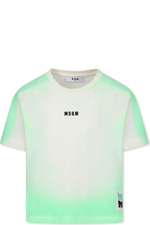 Homeware MSGM Green T-shirt For Girl With Logo
