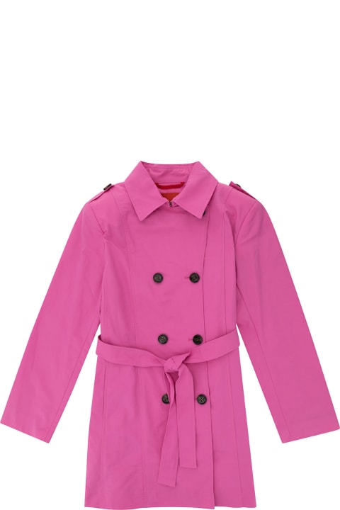 Max&Co. Coats & Jackets for Girls Max&Co. Pink Double-breasted Trench Coat With Matching Belt In Cotton Blend Girl