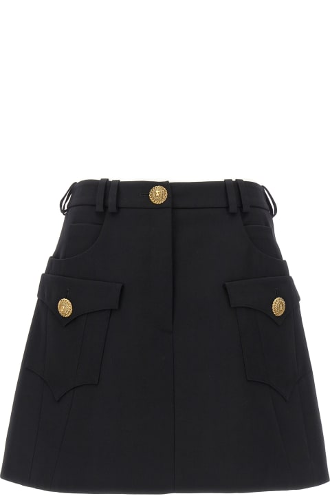 Skirts for Women Balmain 2 Pockets Gdp Trapeze Mini Skirt