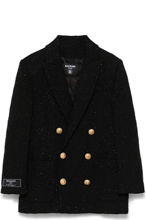 Balmain Coats & Jackets for Girls Balmain Blazer Doppiopetto In Tweed Lurex