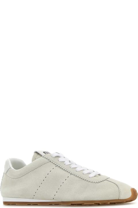 Miu Miu for Women Miu Miu White Suede Plume Sneakers