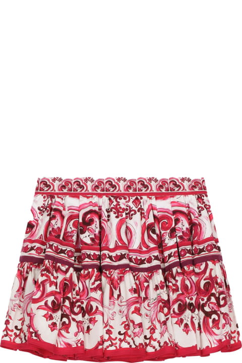 Dolce & Gabbanaのガールズ Dolce & Gabbana Short Skirt With Fuchsia Majolica Print