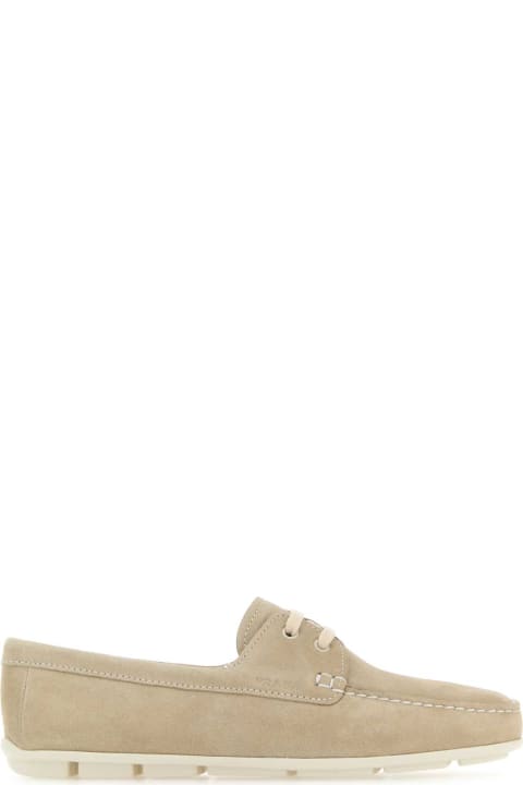 Shoes for Women Prada Sand Suede Driver Loafers