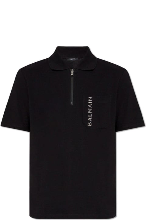 メンズ Balmainのシャツ Balmain Oversize Half-zipped Polo Shirt