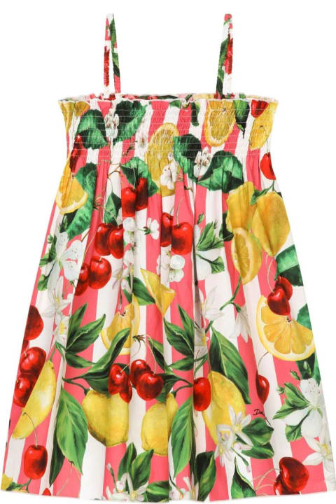Dresses for Girls Dolce & Gabbana Poplin Sundress With Lemon And Cherry Print