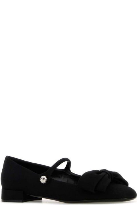 Flat Shoes for Women Valentino Garavani Black Crepe Bowjane Ballerinas