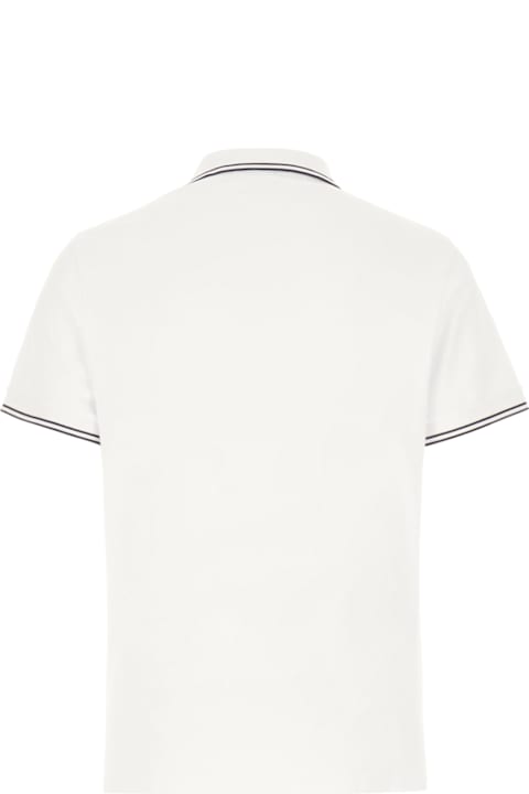 ملابس علوية لـ القسم الرجالي Stone Island White Piquet Polo Shirt