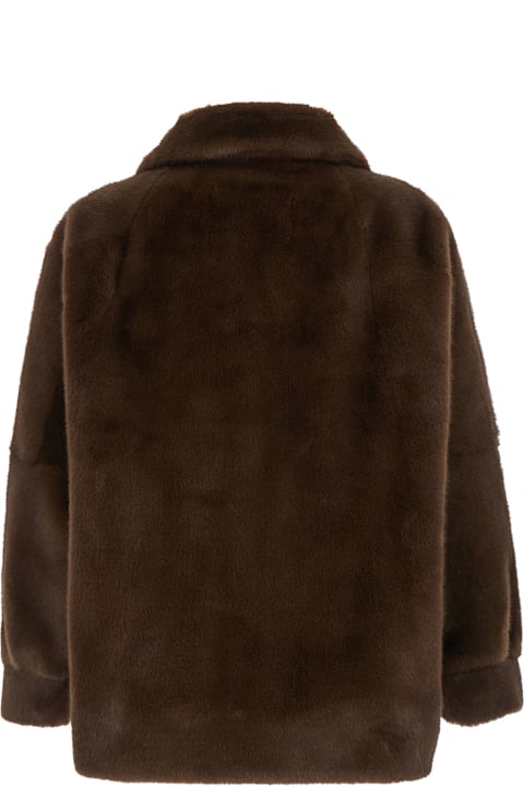 Valentini 1972 Coats & Jackets for Women Valentini 1972 Brown Faux Fur Jacket With Classic Collar In Faux Fur Woman