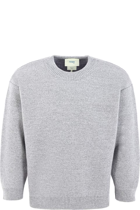 أدوات منزلية Fendi Grey Sweater For Girl With Logo