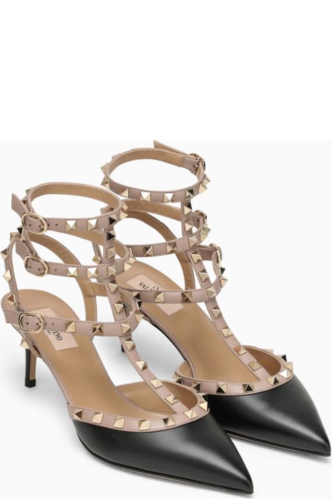 High-Heeled Shoes for Women Valentino Garavani Black\/poudre Rockstud Slingback