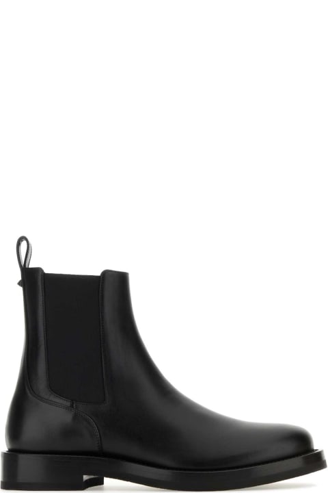 メンズ Valentino Garavaniのブーツ Valentino Garavani Black Leather Rockstud Ankle Boots