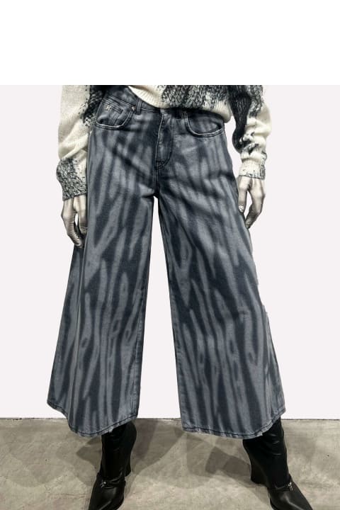 John Richmond Sweaters for Women John Richmond Cropped Trousers In 100% Cotton With Allover Pattern And Wide Leg.