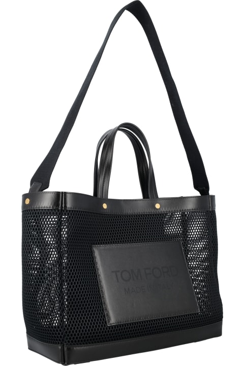 Tom Ford Totes for Women Tom Ford Mesh And Leather T Screw Small E/w Shopping Bag