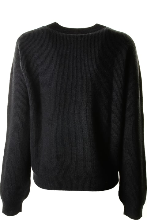Black Crew-neck Sweater With Mini Logo