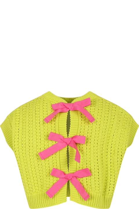 Yellow Vest Sweater For Girl With Logo