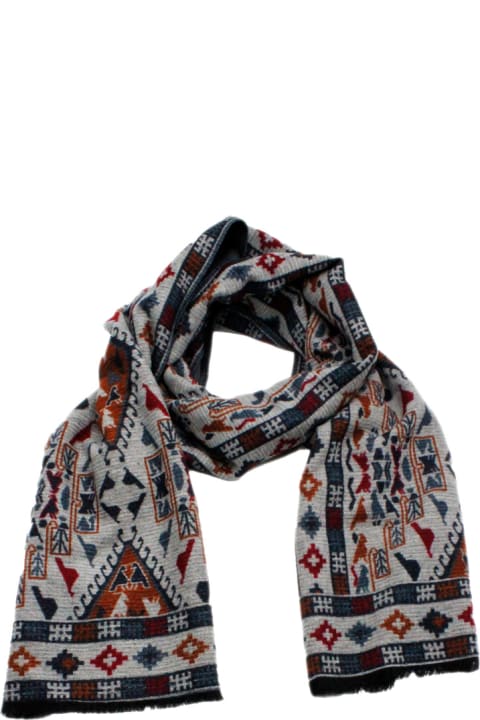 Scarves for Men Kiton Light Scarf With Small Fringes At The Bottom With A Patterned Motif