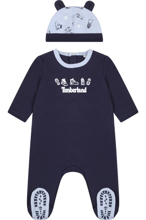 Timberland for Kids Timberland Blue Set For Baby Boy With Logo