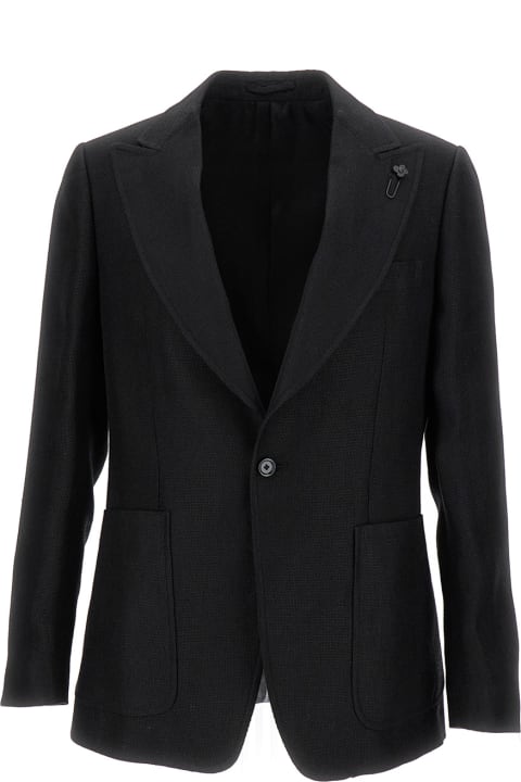 Lardini Coats & Jackets for Men Lardini Black Single-breasted Blazer In Linen Man