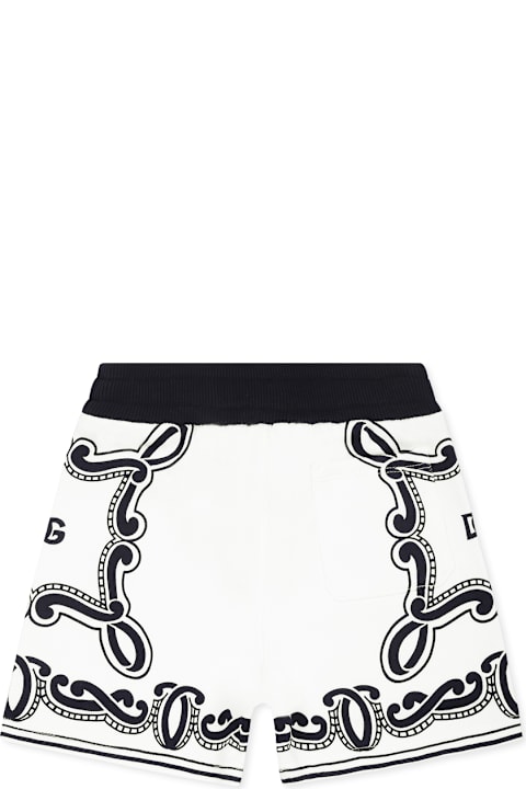 Dolce & Gabbana Bottoms for Baby Girls Dolce & Gabbana White Shorts For Baby Boy With Bandana Print
