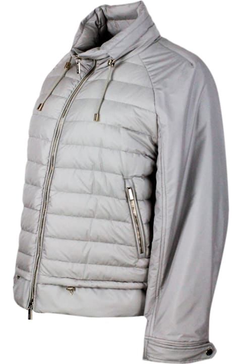 ウィメンズ Moorerのコート＆ジャケット Moorer Lightweight 100 Gram Fine Down Jacket With An A-line Shape And Adjustable Drawstring At The Hem And Neck. Zip Closure