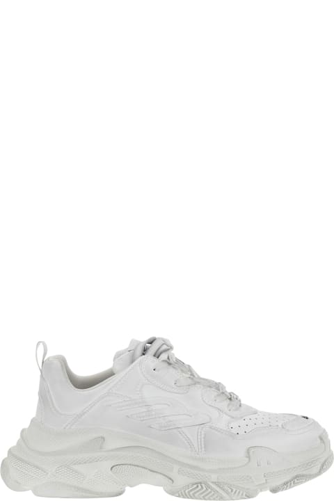 メンズ Balenciagaのシューズ Balenciaga 'triple S Sporty' White Sneaker With 3b Logo Embroidered On The Side And Worn Effect In Tech Fabric Man