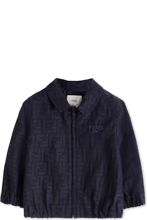أدوات منزلية Fendi Blue Jacket With All-over Ff For Baby Boy