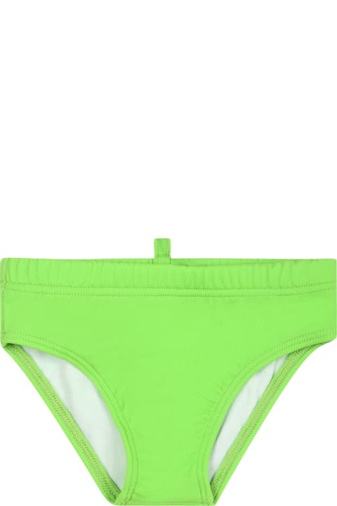 Fashion for Baby Boys Dsquared2 Green Swim Briefs For Baby Boy With Logo