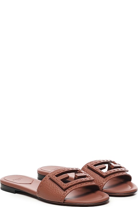 Fendi Baguette Leather Slides