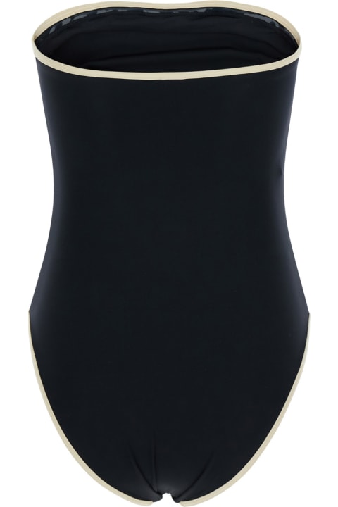 Totême Swimwear for Women Totême Black Bandeau Swimsuit In Techno Fabric Woman