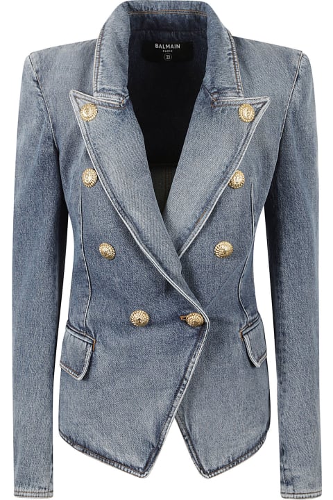 Balmain Coats & Jackets for Women Balmain Double-breasted Denim Blazer