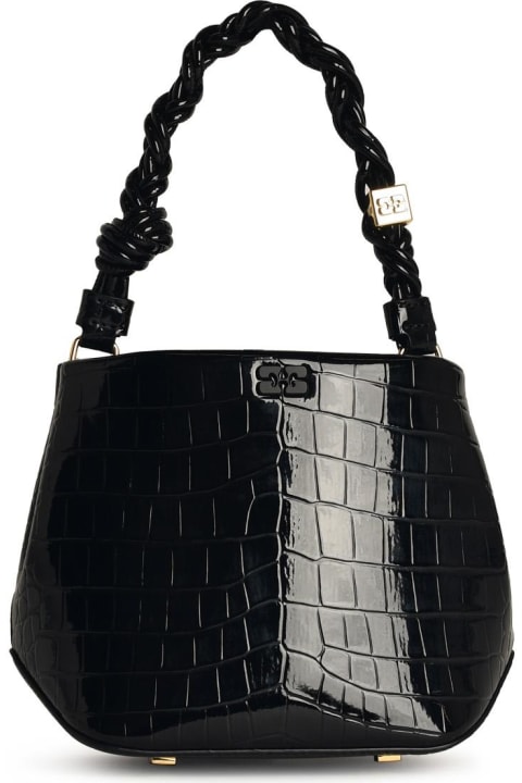 Ganni for Women Ganni 'bou Cocco' Bucket Bag In Black Recycled Leather Blend