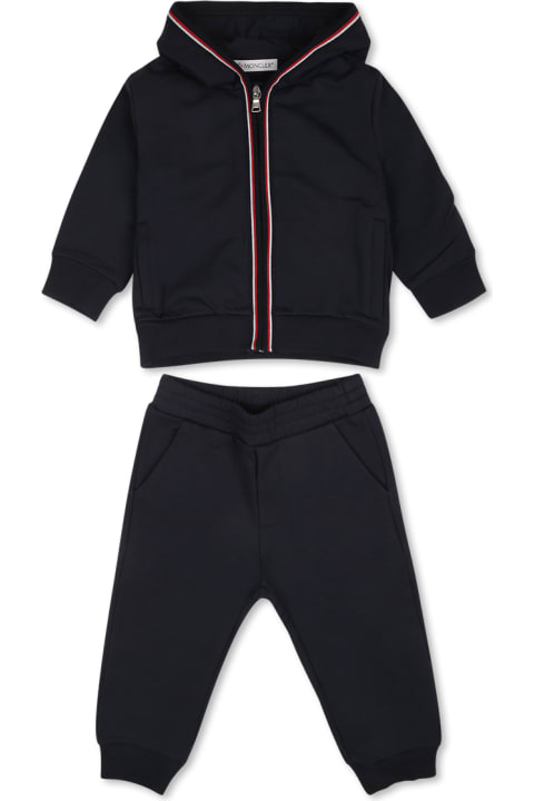 Moncler الملابس لـ رُضع بنات Moncler Blue Suit For Baby Boy With Logo