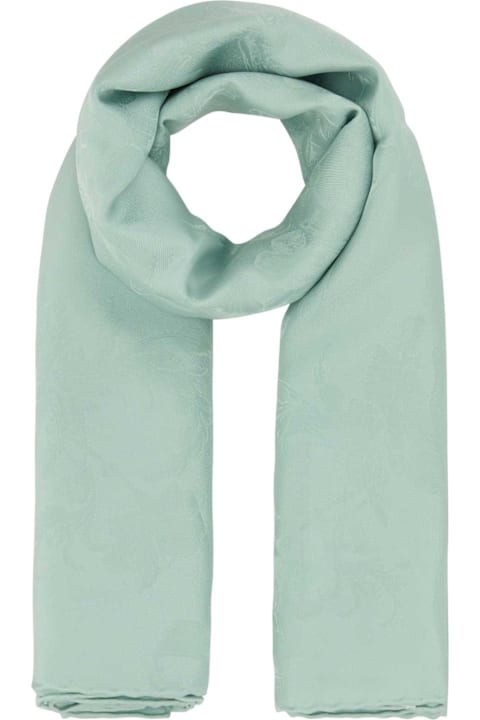 Alexander McQueen Scarves & Wraps for Women Alexander McQueen Sea Green Silk Foulard