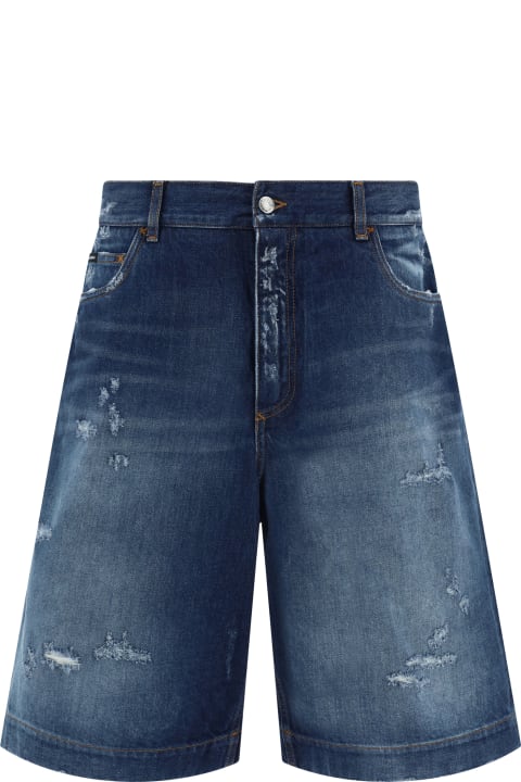 Dolce & Gabbana Pants for Men Dolce & Gabbana Ripped Denim Shorts