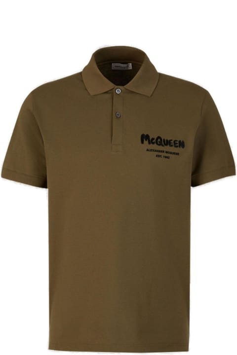 Alexander McQueen Shirts Sale for Men Alexander McQueen Graffiti Printed Polo Shirt