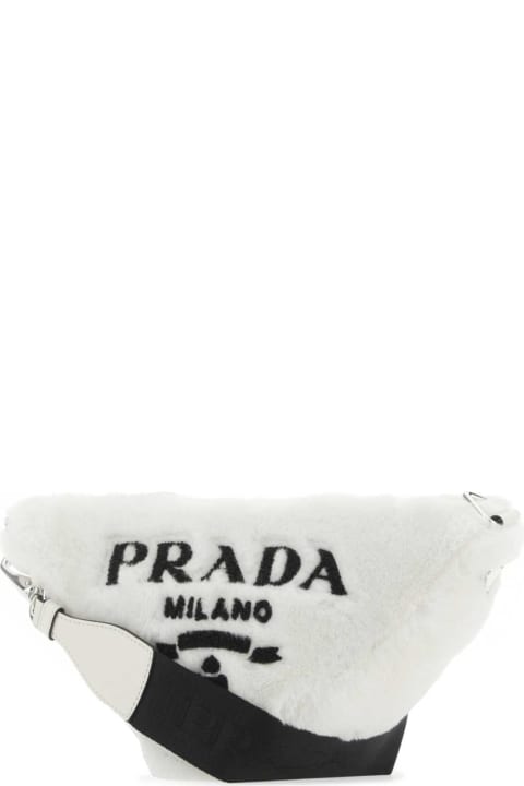 Prada Bags for Women Prada White Shearling Triangle Crossbody Bag