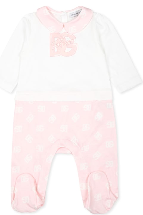 Dolce & Gabbana Bodysuits & Sets for Baby Girls Dolce & Gabbana Pink Babygrow Set For Baby Girl With Logo Dg