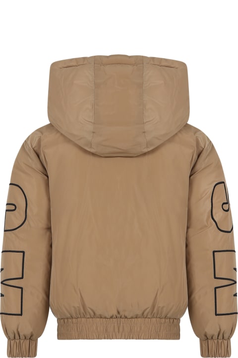 MSGM Coats & Jackets for Boys MSGM Beige Down Jacket For Boy With Logo