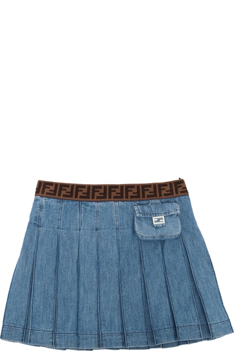 Bottoms for Girls Fendi Light Denim Skirt